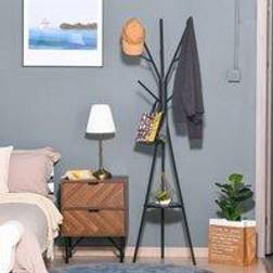 Homcom Mens Black 180cm Free Standing Coat Rack Perchero