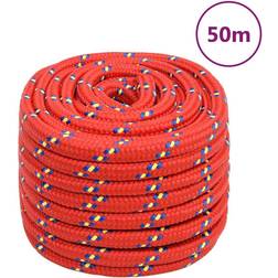 vidaXL red, 20 mm/ 50 m Marine Rope Dock Coil Boat Line Polypropylene Rope Multi Sizes Multi Colours