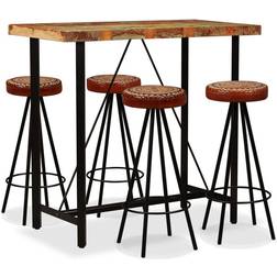 vidaXL 5-tlg. Bar-Set Altholz Massiv Barhocker