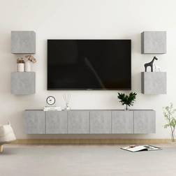 vidaXL Set di Mobili Porta 7 pz Grigio Cemento in Legno Multistrato Mobile TV