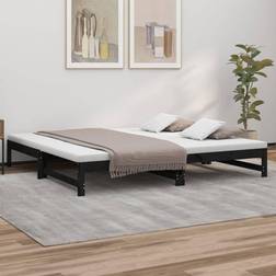 vidaXL Cama Extraíble Madera Maciza De Pino Negro 2x(100x200) cm Sofá