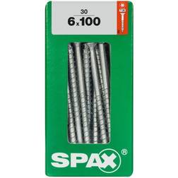 Spax Lot de 30 vis Acier Tête Fraisée Torx Diam.6 mm x 100 mm