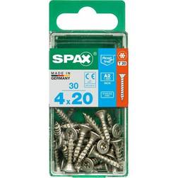 Spax Lot de 30 vis inox tête fraisée torx Diam.4 mm x L.20 mm