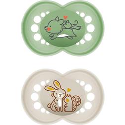 Mam Pacifier Original Pure Silicone 16 Months Peppermint & Cotton 2 pcs