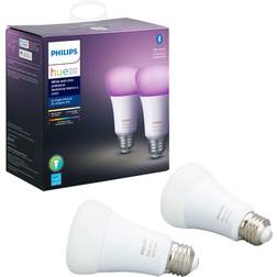 Philips 2 pack hue white & color ambiance 800 lumen a19 bluetooth smart led bulb