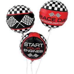 Fun Express Racing Print Mylar Balloon Party Decor 3 Pieces