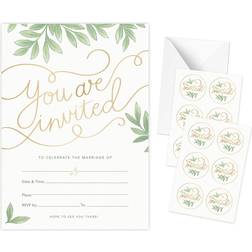 Rileys & co 50 pack wedding invitation cards with envelopes, bonus stickers i