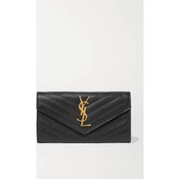 Saint Laurent Womens Black Monogrammed Quilted Leather Wallet One Only