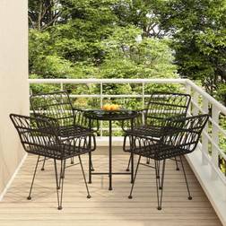 vidaXL black Garden Patio Dining Set, 1 Table incl. 4 Chairs