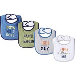 Luvable Friends Unisex Baby Cotton Drooler Bibs with Fiber Filling, Handsome, One Size