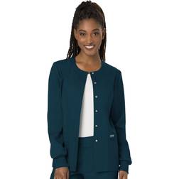 Cherokee Women's Snap Front Warm-up Jacket, Caribbean Blue