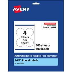 Avery Matte White Round Labels with Sure Feed, 400