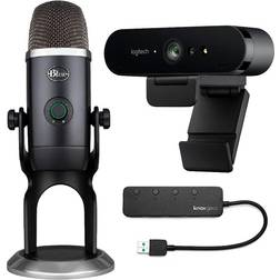 Blue Microphones Yeti-X USB Dark Gray with Logitech Brio UHD Webcam and 4-Port USB Hub