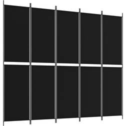 vidaXL 5-Panel Black Room Divider 249.9x220cm