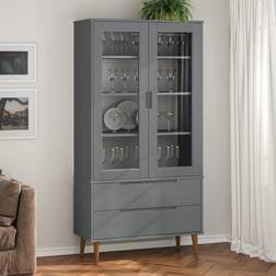 vidaXL Molde Solid Wood 90 x 35 x 175 cm Glass Cabinet