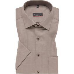 Eterna Men's Textured Short-Sleeved Shirt Modern Fit - Taupe