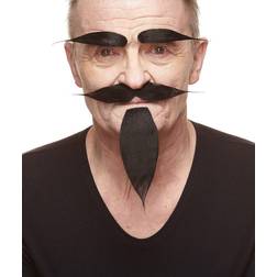 Mustaches Devil black beard & eyebrows set 3m self adhesive facial hair theatre