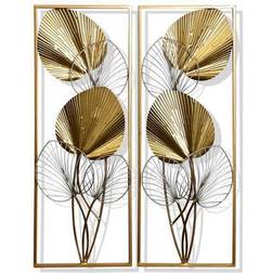 Stylecraft Wall Gold Goldtone Leaflets Metal Framed Art