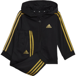 Adidas Infant Essentials Shiny Hooded Tracksuit - Black/Gold Metallic (HR5874)