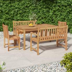 vidaXL 2x bench + chair Patio Dining Set, 1 Table incl. 4 Chairs