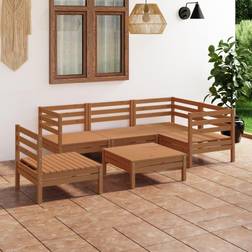 vidaXL 6-Pack Garten-Lounge-Set Massivholz Kiefer Honigbraun Lounge-Set