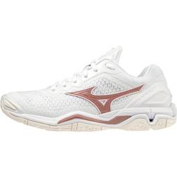Mizuno Wave Stealth V Innebandy Sko - White/Rose/Snow White
