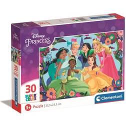 Clementoni 20276 Supercolor Disney Princess-Puzzle 30 Teile Ab 3 Jahren, Buntes Kinderpuzzle Mit Besonderer Leuchtkraft & Farbintensität, Geschicklichkeitsspiel Für Kinder