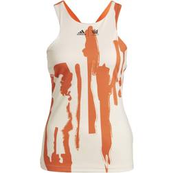 adidas Thebe Magugu Tennis New York Y Back Tank Top - Ecru Tint/Impact Orange