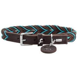 Hunter Collar Solid Education Cord Cow Leather Dark Brown/Turquoise S