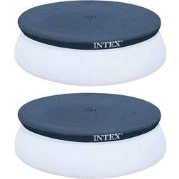 Intex 10 foot easy set above ground swimming pool debris round cover 2 pack