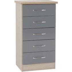 SECONIQUE Nevada Grey Gloss/Light Oak Chest of Drawer 50x193cm