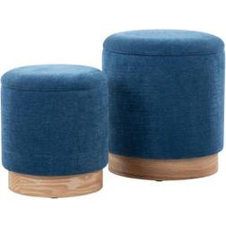 Lumisource Marla Nesting Ottomans, Blue/Natural Pouffe