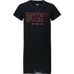 DKNY Girls Black Cotton Logo Dress Black year