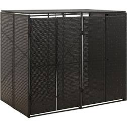 vidaXL Double Wheelie Bin Shed Black 55.1 x 31.5 x 46.1 in Poly Rattan (Building Area )