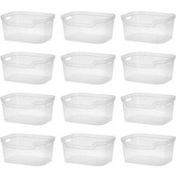 Sterilite 7 x 11 x 14.25 inch open storage w/ carry handles, clear 12 pack