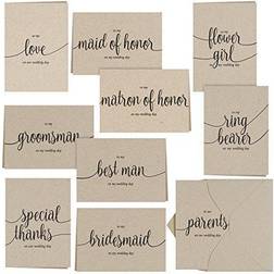 Le Prise Kraft Wedding Party Thank You Card Set