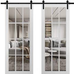 SartoDoors Sturdy Double Sliding Door Clear Glass (x82.7")