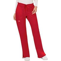 Cherokee Women's Mid Rise Moderate Flare Drawstring Pant, Red