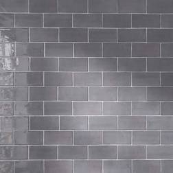 TileGen. New Country 3" 6" Ceramic Subway in Asfalt Charcoal Gray Wall Tile 44 tiles/5.38 sqft.