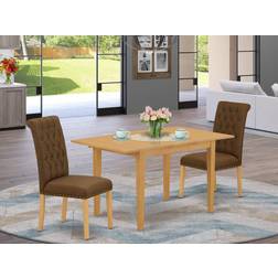 East West Furniture NOBR3-OAK-18 3Pc Dining Set