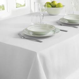 Country Club Linen Look Clean Tablecloth White