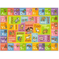 KC Cubs ABC Alphabet with Old McDonald's Animals Educational Learning Polypropylene Kids and Children Area Rug Multi