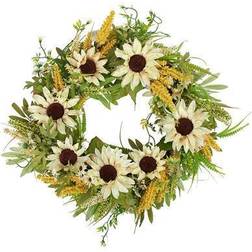 Northlight Sunflowers Artificial Fall Harvest Wreath Decoration