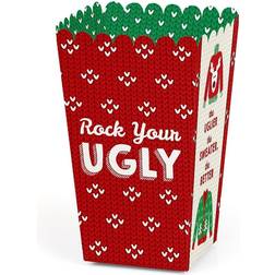 Ugly Sweater Holiday and Christmas Party Favor Popcorn Treat Boxes Set of 12 Red Red