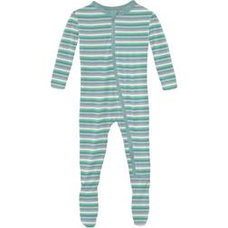 Kickee Pants Print Footie with Zipper in April Showers Stripe Newborn Viscose April Showers Stripe Newborn