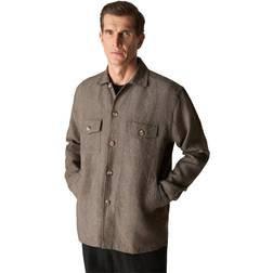 Eton Linen Twill Overshirt Dark Green