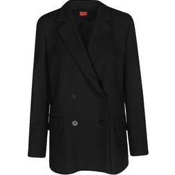 HUGO BOSS Dobbeltradet Jakke Med Afslappet Pasform I Stof - Black
