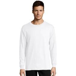 Hanes Essentials Men's Cotton Long Sleeve T-Shirt, 4-Pack White
