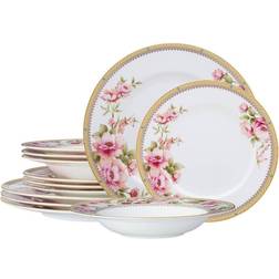 Noritake Hertford White Bone China 12-Piece Dinner Set