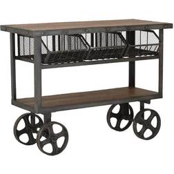 Litton Lane Large Industrial Rolling Cart 3 Basket Console Table